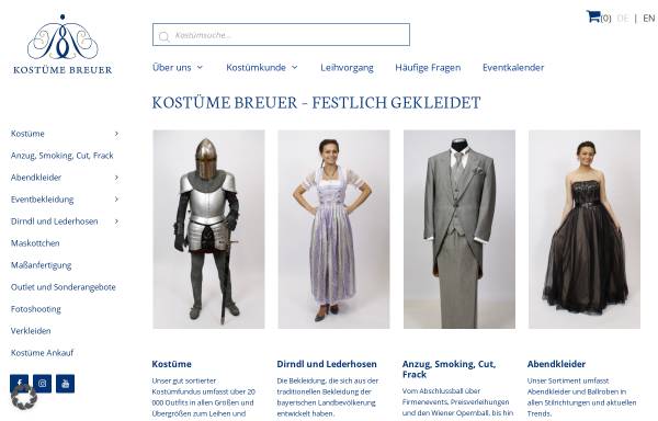 Vorschau von www.kostuemebreuer.de, Kostümverleih Breuer GbR