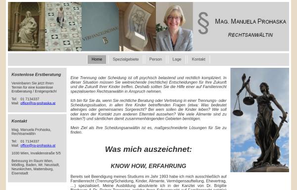 Vorschau von www.scheidungsanwaeltin.at, Rechtsanwältin Mag. Manuela Prohaska, Wien