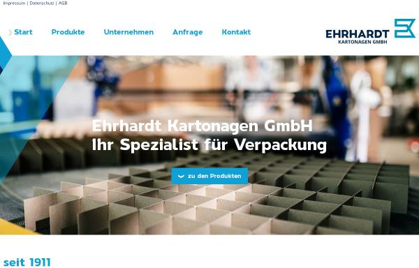 Vorschau von www.ehrhardtpack.com, Ehrhardt Kartonagen GmbH