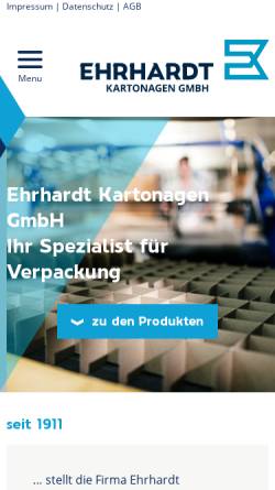 Vorschau der mobilen Webseite www.ehrhardtpack.com, Ehrhardt Kartonagen GmbH