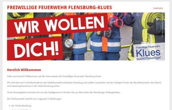 Vorschau von ff-klues.de, Freiwillige Feuerwehr Flensburg-Klues