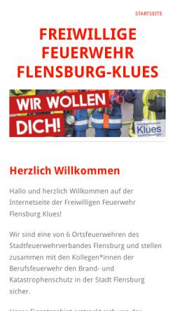 Vorschau der mobilen Webseite ff-klues.de, Freiwillige Feuerwehr Flensburg-Klues