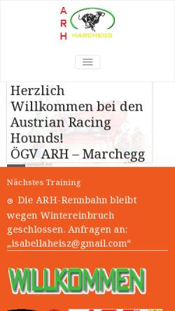 Vorschau der mobilen Webseite www.arh-marchegg.at, Austrian Racing Hounds - Windhunderennverein Marchegg NÖ