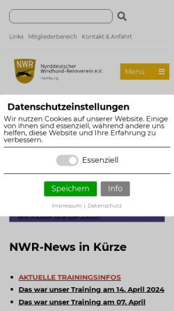 Vorschau der mobilen Webseite www.nwr-hamburg.de, Norddeutscher Windhundrennverein