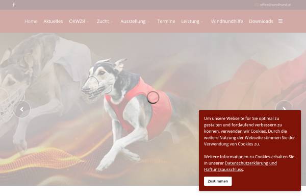 Vorschau von www.windhund.at, ÖKWZR - Österreicher Klub für Windhundezucht und Rennsport