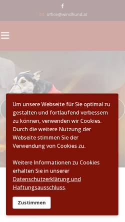 Vorschau der mobilen Webseite www.windhund.at, ÖKWZR - Österreicher Klub für Windhundezucht und Rennsport
