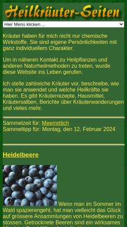 Vorschau der mobilen Webseite www.heilkraeuter.de, Kräuterseiten-Index