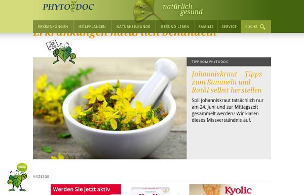 Vorschau von www.phytodoc.de, Phytodoc.de - Portal für Gesundheit, Naturheilverfahren und Heilpflanzen