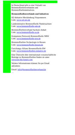 Vorschau der mobilen Webseite www.brennstoffzellenverband.de, Brennstoffzellenverbände und -initiativen in Deutschland