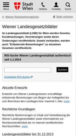 Vorschau der mobilen Webseite www.magwien.gv.at, Sammlung der Wiener Landesgesetzblätter