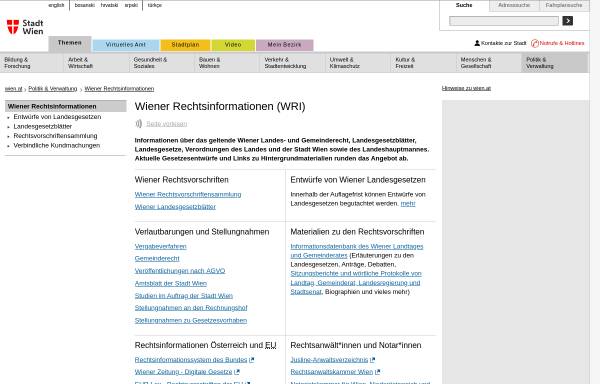 Vorschau von www.wien.gv.at, Wiener Rechtsinformationssystem (WRI)