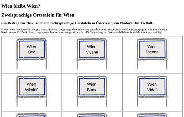 Zweisprachige Ortstafeln für Wien