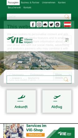 Vorschau der mobilen Webseite www.viennaairport.com, Flughafen Wien
