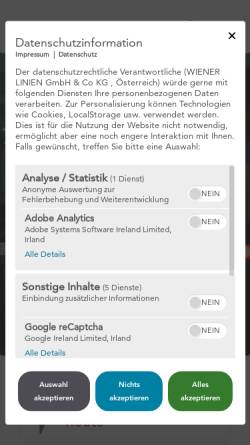Vorschau der mobilen Webseite www.wienerlinien.at, Wiener Linien