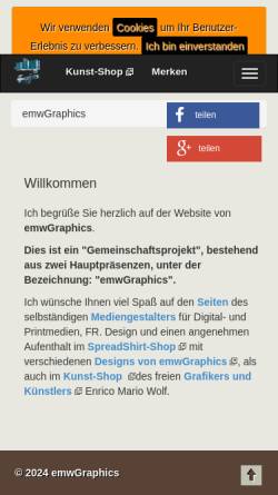 Vorschau der mobilen Webseite www.emwgraphics.de, Enrico Mario Wolf