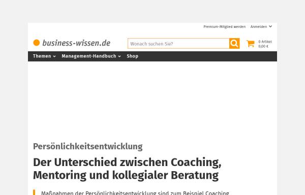 Vorschau von www.business-wissen.de, Business Wissen Information Service - Coaching, Mentoring, kollegiale Beratung