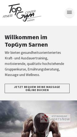 Vorschau der mobilen Webseite www.topgym-sarnen.ch, Fitnesscenter TopGym, Sarnen
