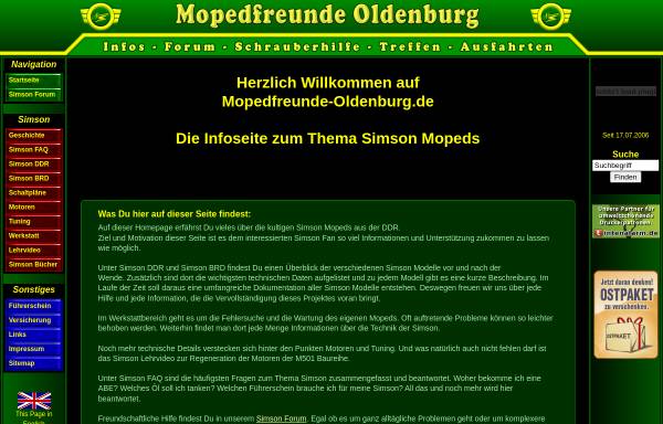 Vorschau von www.mopedfreunde-oldenburg.de, Simson Mopedfreunde Oldenburg