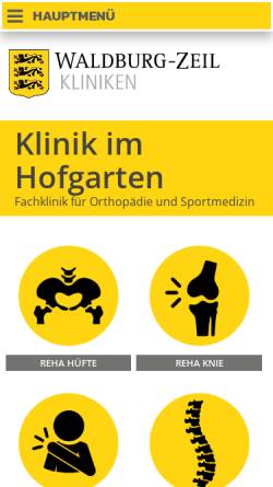 Vorschau der mobilen Webseite www.klinik-im-hofgarten.de, Klinik im Hofgarten