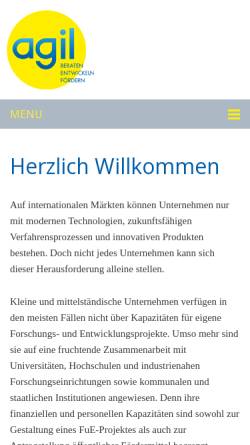 Vorschau der mobilen Webseite www.agil-leipzig.de, Agentur für Innovationsförderung und Technologietransfer GmbH