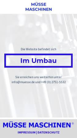 Vorschau der mobilen Webseite www.muesse.de, Müsse Maschinen, Inh. Heinrich Müsse