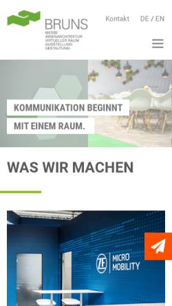 Vorschau der mobilen Webseite www.bruns-messebau.de, Bruns Messe- und Ausstellungsgestaltung GmbH