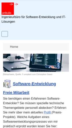 Vorschau der mobilen Webseite www.prikulis.de, Dipl.Ing. Andres Prikulis IT-Dienstleistungen (Netzwerk)
