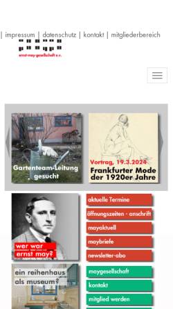 Vorschau der mobilen Webseite www.ernst-may-museum.de, Ernst-May-Gesellschaft e.V.