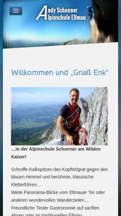 Vorschau der mobilen Webseite www.alpinistik.com, Alpinschule am Wilden Kaiser