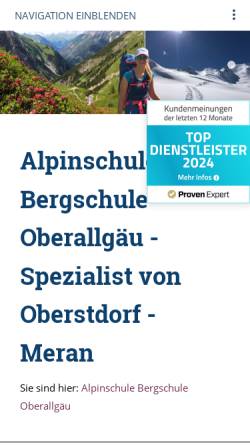 Vorschau der mobilen Webseite www.alpinschule.de, Bergschule Oberallgäu