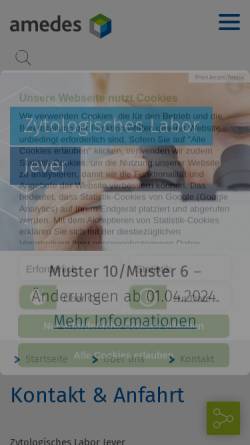 Vorschau der mobilen Webseite www.amedes-jever.com, Zytologisches Einsendelabor