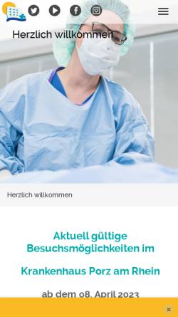 Vorschau der mobilen Webseite www.khporz.de, Krankenhaus Porz am Rhein