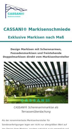 Vorschau der mobilen Webseite markisen-cassani.de, Markisen Cassani