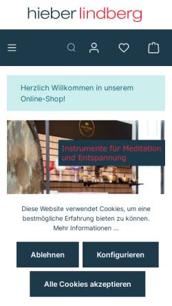 Vorschau der mobilen Webseite www.hieber-lindberg.de, Musikhaus Hieber-Lindberg