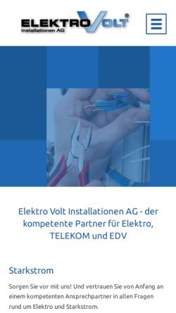 Vorschau der mobilen Webseite www.elektrovolt.ch, Elektro Volt Installationen AG