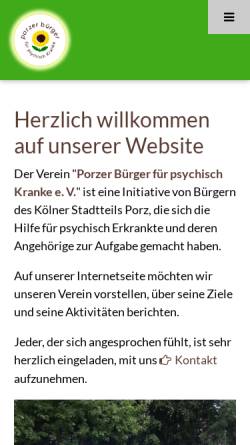 Vorschau der mobilen Webseite www.porz-pro-psych.de, Porzer Bürger für psychisch Kranke e.V.
