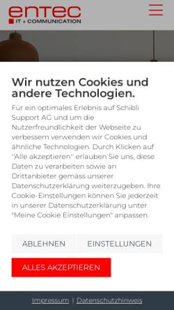 Vorschau der mobilen Webseite www.entecag.ch, entec efficient new technology ag