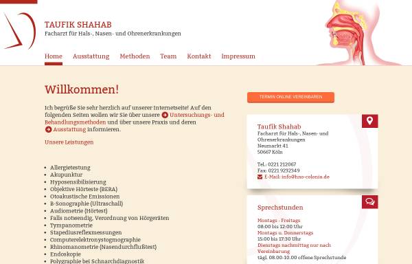 Vorschau von www.hno-colonia.de, HNO-Facharzt Dr. Taufik Shahab