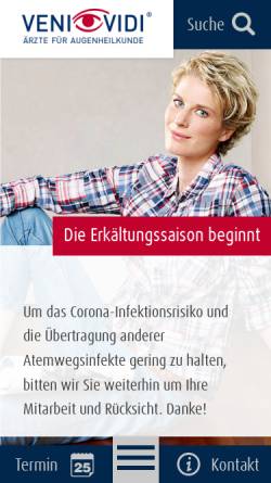 Vorschau der mobilen Webseite www.augen-venividi.de, Veni Vidi - Ärzte für Augenheilkunde