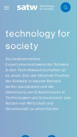 Vorschau der mobilen Webseite www.satw.ch, Schweizerische Akademie der Technischen Wissenschaften (SATW)
