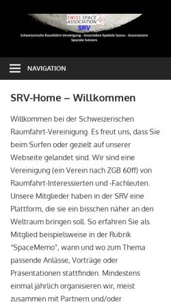 Vorschau der mobilen Webseite www.srv-ch.org, Schweizerische Raumfahrt-Vereinigung