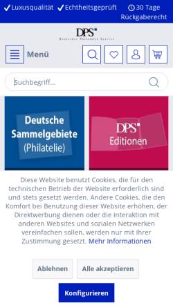 Vorschau der mobilen Webseite www.dps-wermsdorf.info, Deutscher Philatelie Service
