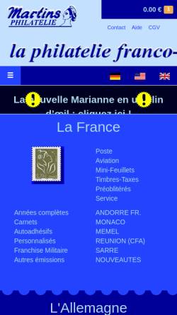 Vorschau der mobilen Webseite www.martins.fr, Martins Philatelie [F]