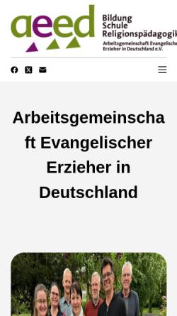Vorschau der mobilen Webseite aeed.de, AEED Arbeitsgemeinschaft Evangelischer Erzieher in Deutschland e.V.