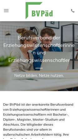 Vorschau der mobilen Webseite www.bv-paed.de, Berufsverband der Diplom-Pädagogen e.V.