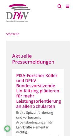 Vorschau der mobilen Webseite www.dphv.de, DPhV Deutscher Philologenverband