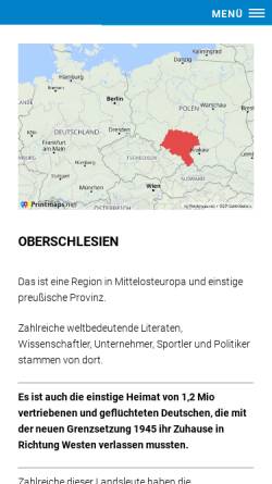Vorschau der mobilen Webseite www.oberschlesien.de, Landsmannschaft der Oberschlesier e.V.,