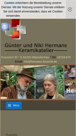 Vorschau der mobilen Webseite www.hermans-keramik.de, Hermans-Keramik