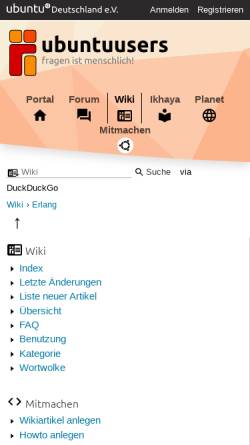 Vorschau der mobilen Webseite wiki.ubuntuusers.de, Erlang - ubuntuusers Wiki