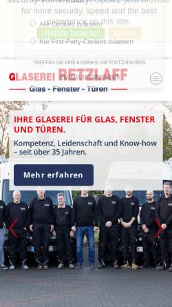 Vorschau der mobilen Webseite www.glaserei-retzlaff.de, Glaserei Jörg Retzlaff